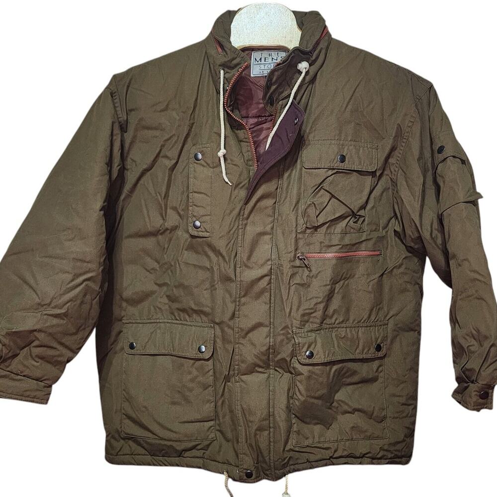 Vintage Sears The Men's Store Parka Coat Jacket hidden hood full zip XL